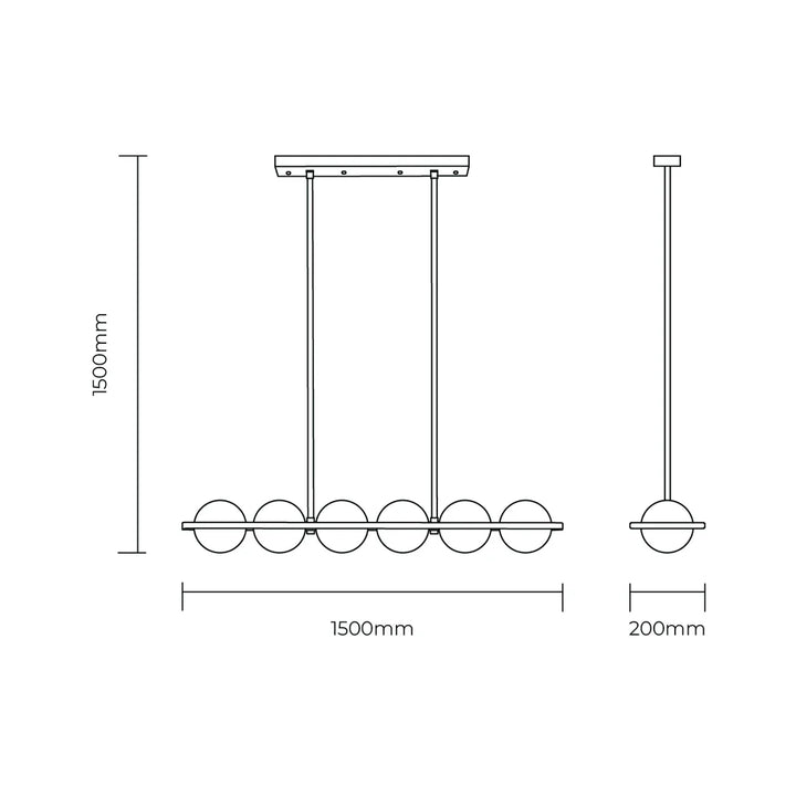 The Meridian 6 Light Linear Pendant Pendant